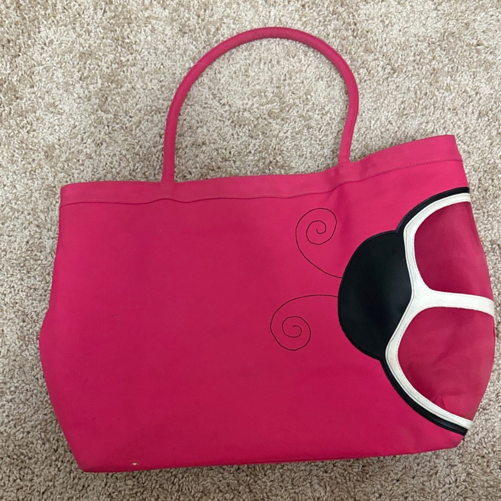 Bright Pink Ladybug Canvas Tote Bag